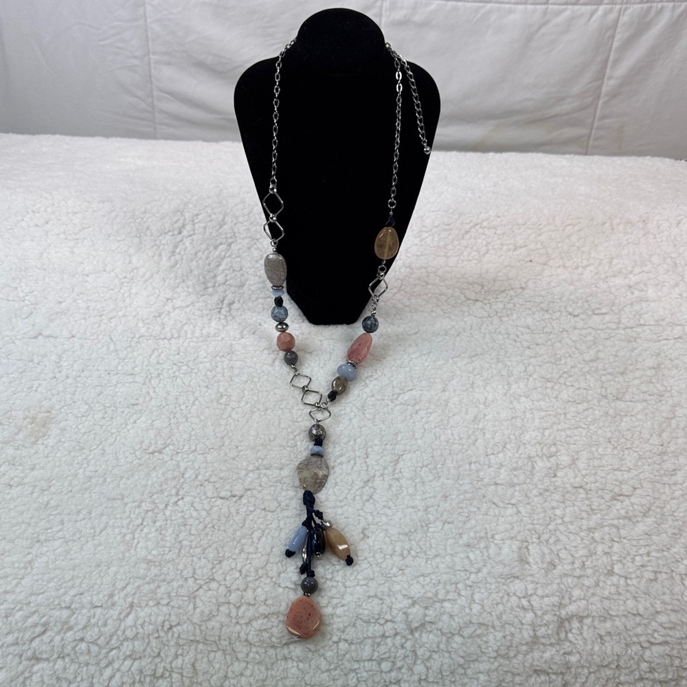 Chico’s Multicolor Beaded Necklace Long Pendant‎ Tassel